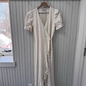 & Other Stories Cream Wrap Midi Dress